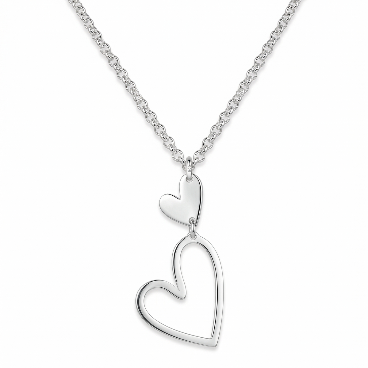 Collar con dije de doble corazón de plata 925