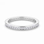 Anillo carril de plata 925 con línea central brillante y diseño fino