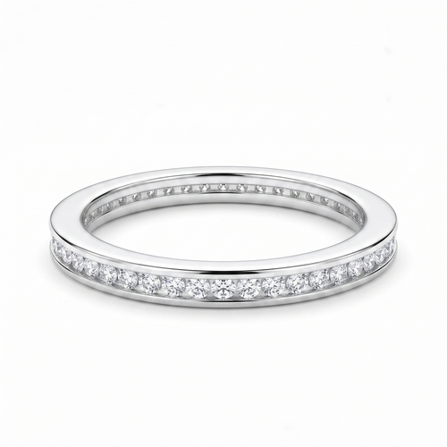 Anillo carril de plata 925 con línea central brillante y diseño fino