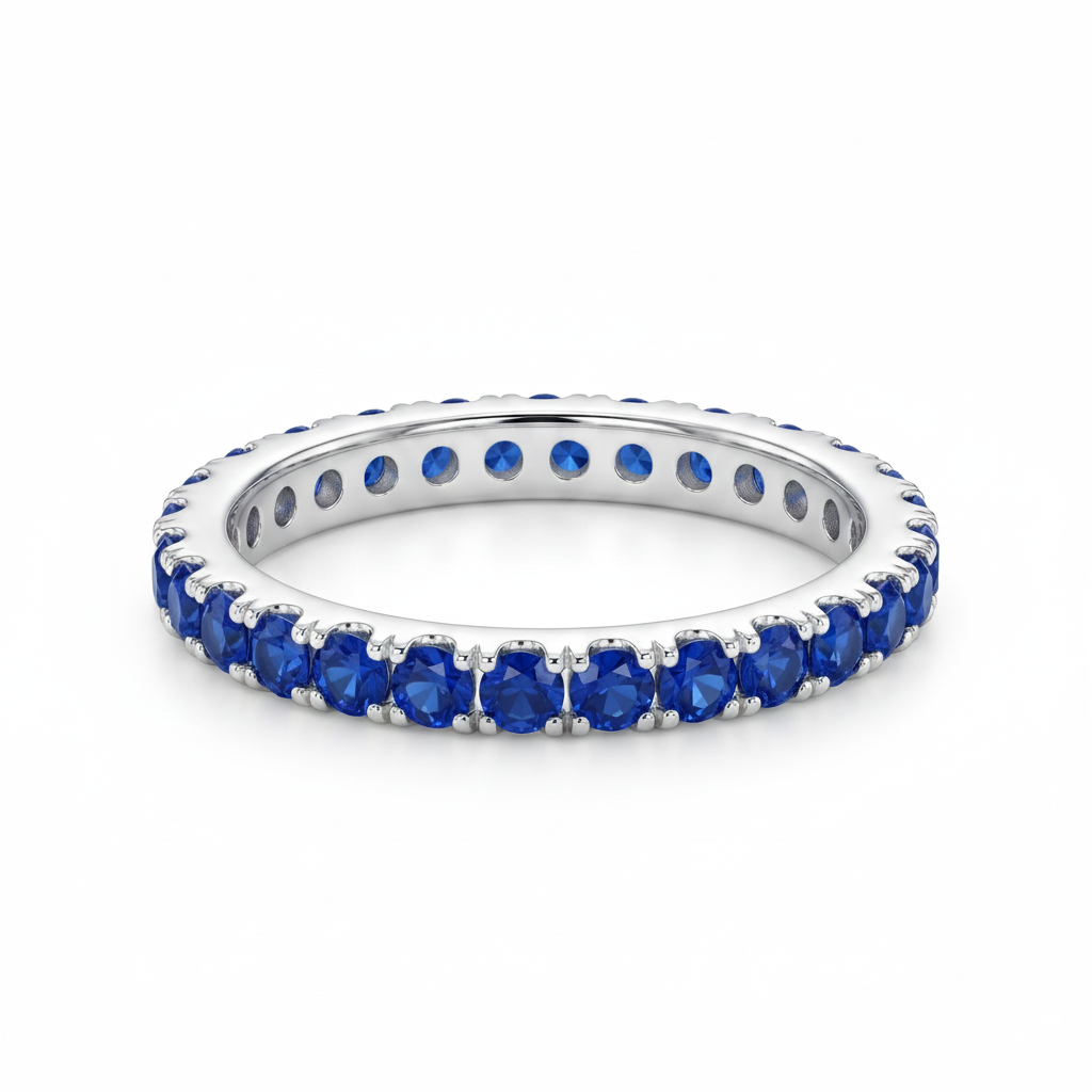Anillo churumbela azul en plata 950 con zircones azules brillantes
