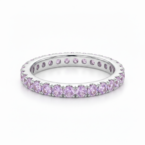 Anillo churumbela lila en plata 950 con zircones lilas brillantes