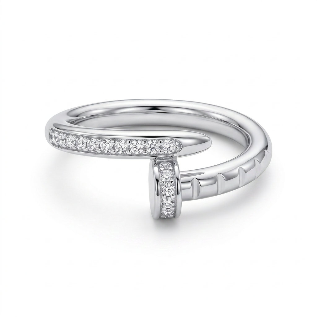 Anillo Éclat Line de plata 925 con diseño abierto y zircones blancos