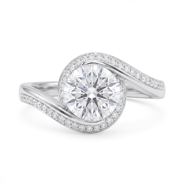 Anillo de plata 925 con diseño envolvente, piedra brillante central y destellos laterales