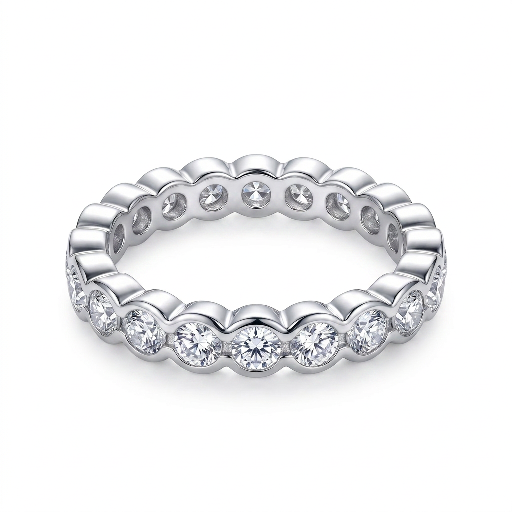 Anillo Eternity Clarté en plata 925 con piedras brillantes alrededor del aro