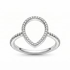 Anillo Gota Aurelia de plata 925 con diseño de gota y contorno brillante