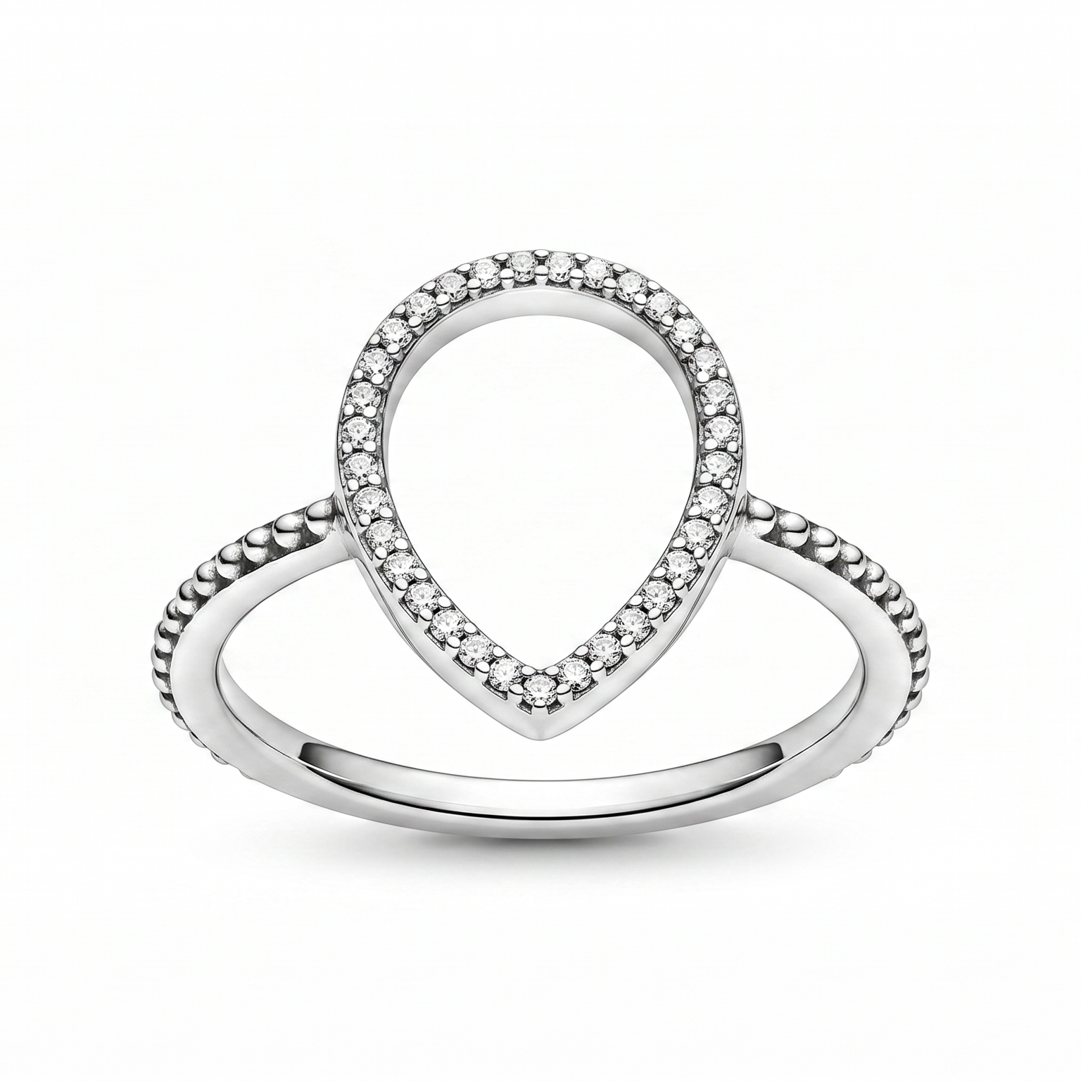 Anillo Gota Aurelia de plata 925 con diseño de gota y contorno brillante