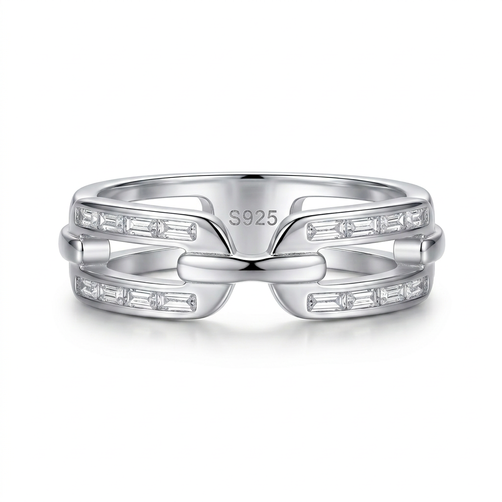 Anillo Lazo Éclat en plata 925 con doble aro y aplicaciones brillantes