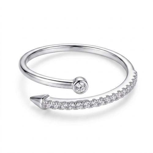 Anillo Nail Lumière en plata 925 con diseño abierto y aplicaciones brillantes
