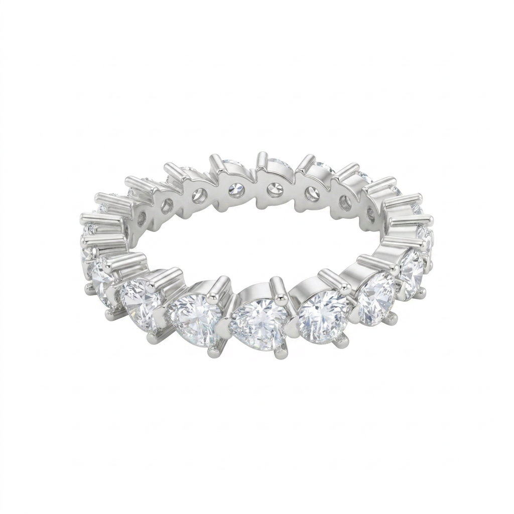 Anillo Navette Lumière en plata 925 con piedras brillantes en forma marquesa
