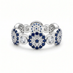 Anillo ojo turco azul en plata 925 con detalles brillantes