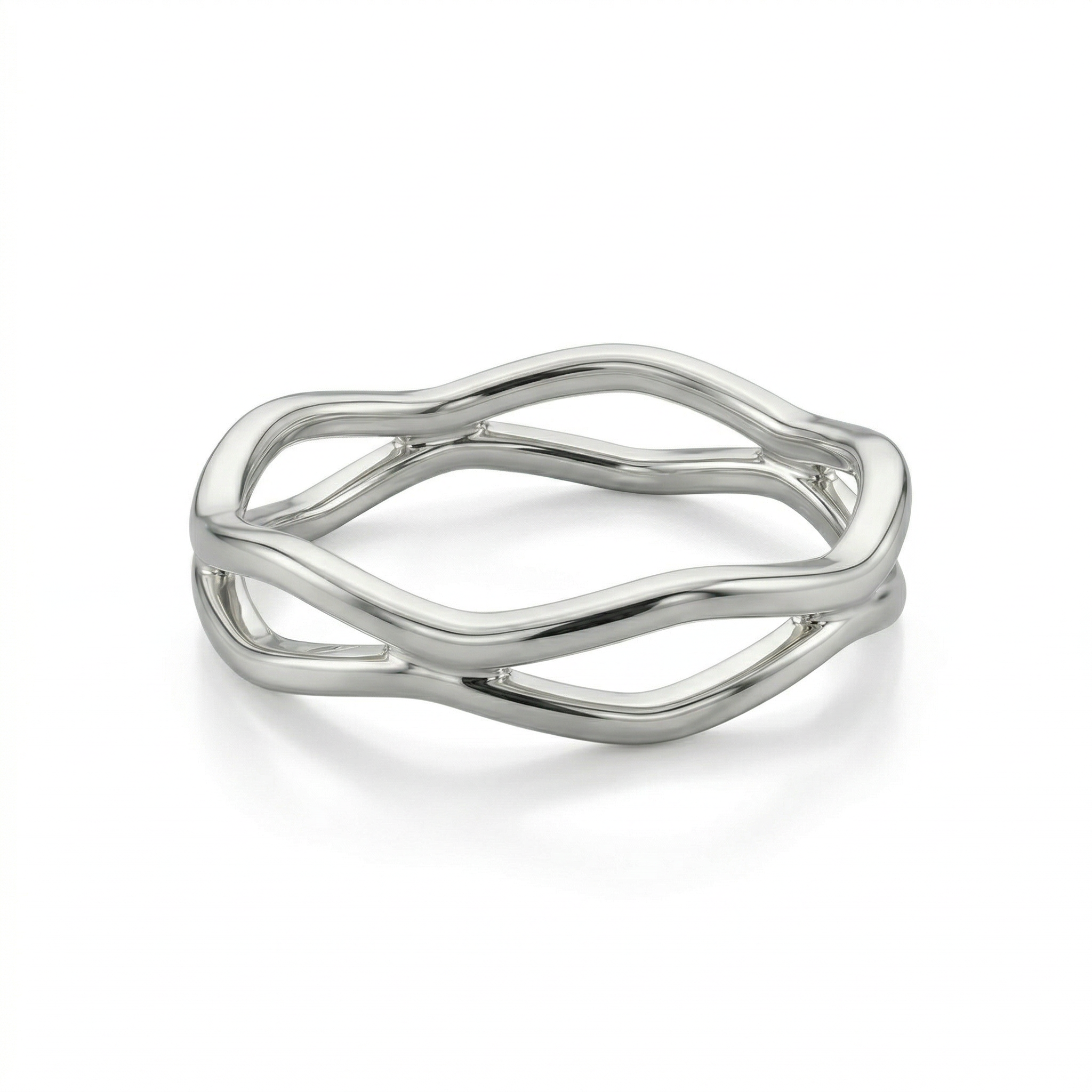 Anillo ondas de plata 925 con diseño orgánico