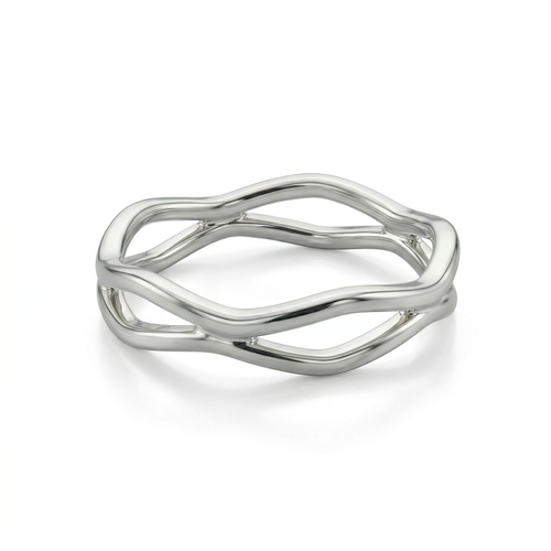 Anillo ondas de plata 925 con diseño orgánico