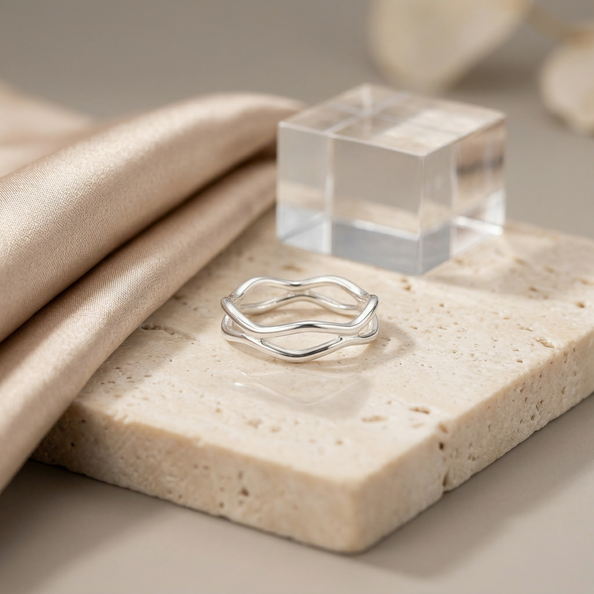 Anillo ondas de plata 925 con acabado pulido