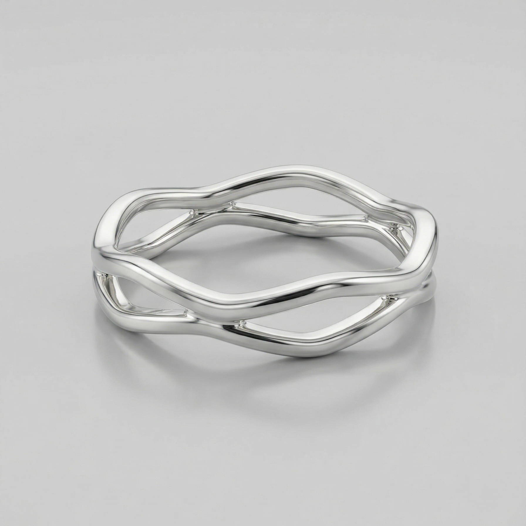 Anillo ondas de plata 925 con diseño orgánico