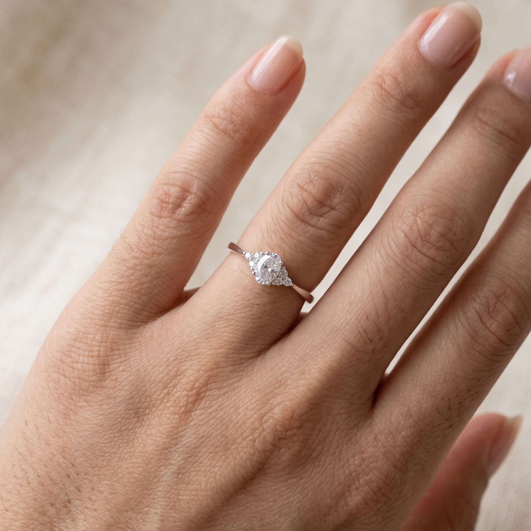 Anillo fino de plata 925 con diseño oval y acabado elegante con brillo lateral