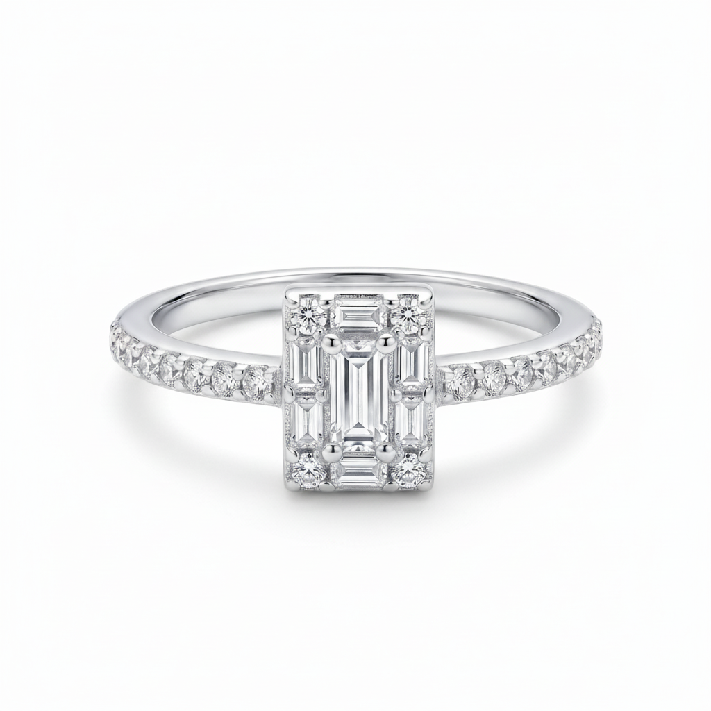 Anillo Prisma Élodie de plata 925 con diseño rectangular y detalles brillantes