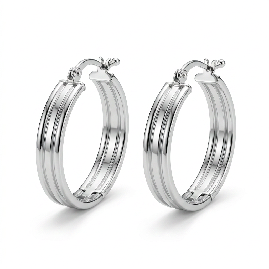 Aretes Argolla Liora de plata 925 de 19 mm con diseño acanalado