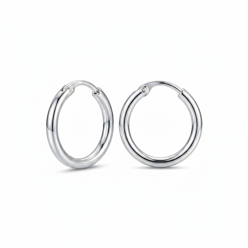 Aretes argolla Lumi de 10 mm en plata 950 con acabado pulido brillante