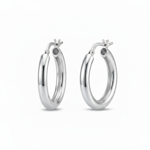 Aretes argolla Lumi Mini de 13 mm en plata 925 con acabado pulido brillante