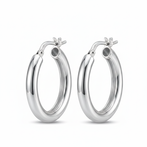 Aretes argolla Lumi de 15 mm en plata 925 con acabado pulido brillante