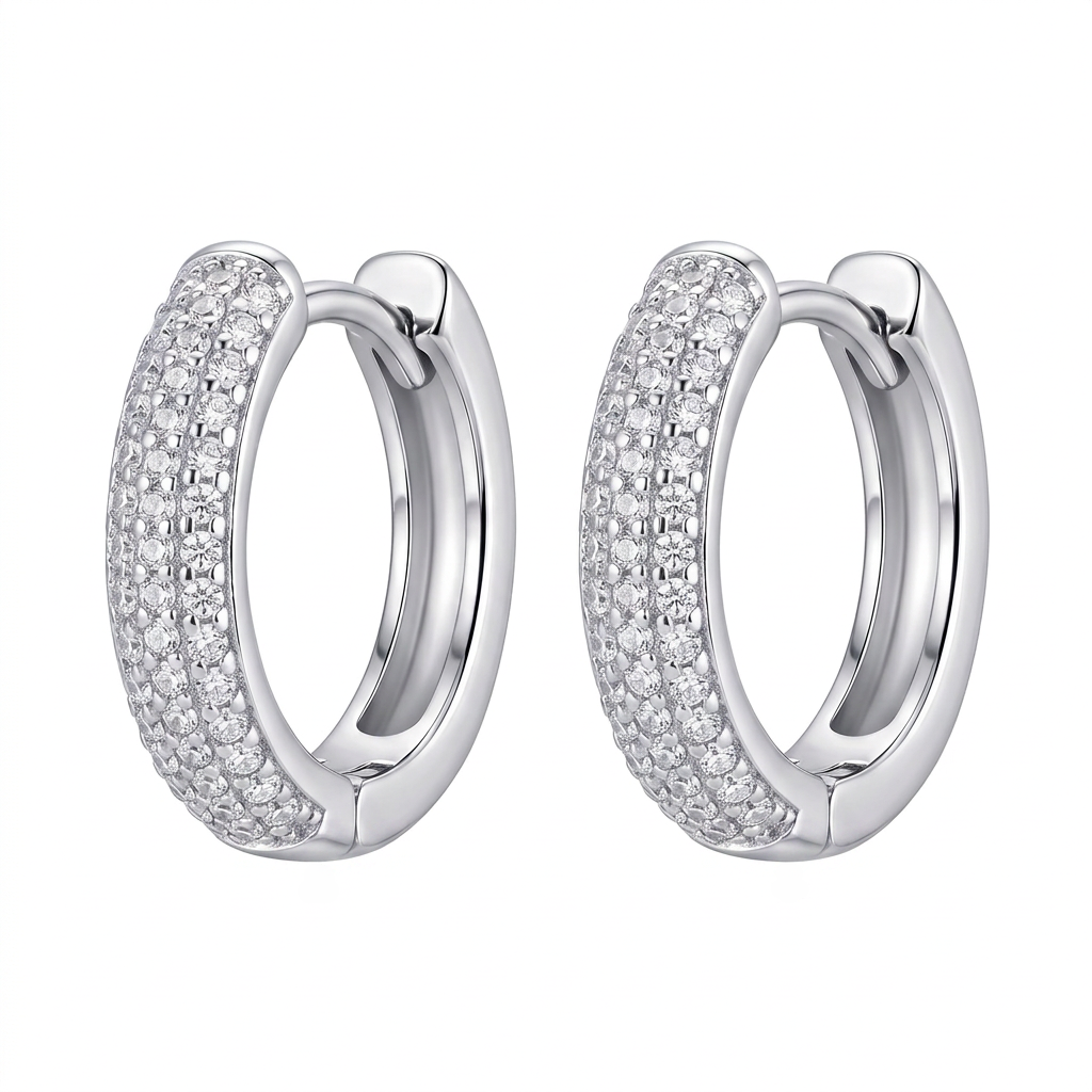 Aretes argolla Lumière de plata 925 de 11mm con zircones transparentes