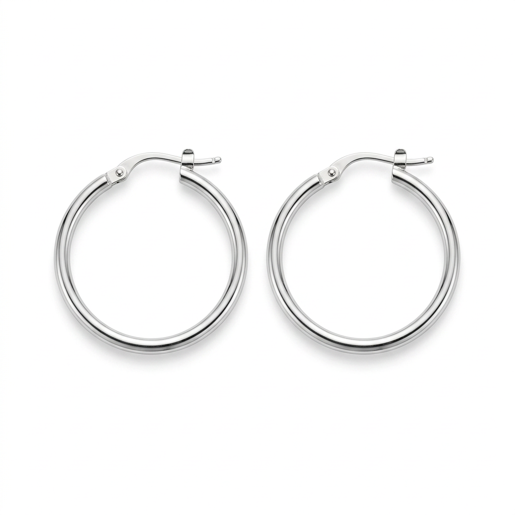 Aretes Roma Plateados de 20 mm en Plata 925 tipo argolla | Emmas