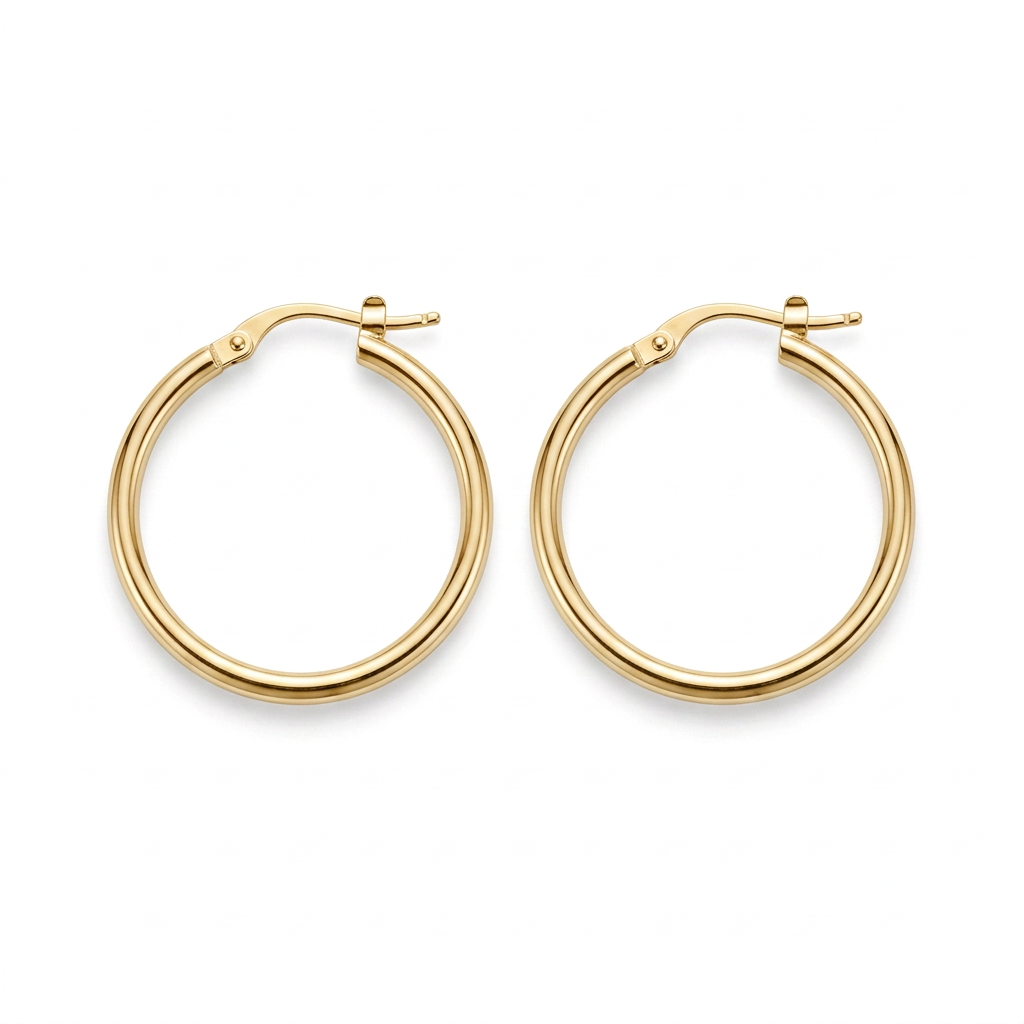 Aretes Roma Plateados de Emmas, elaborados en Plata 925 / Baño Oro 18K. Argollas de 20 mm con diseño clásico