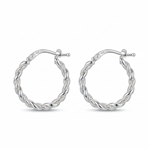 Aretes argolla trenzada de plata 925 con diseño elegante de 17 mm