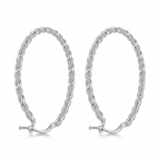 Aretes argolla oval trenzada de plata 925
