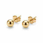 Aretes bolita de 5 mm en plata 925 bañada en oro de 18k, con broche mariposa.