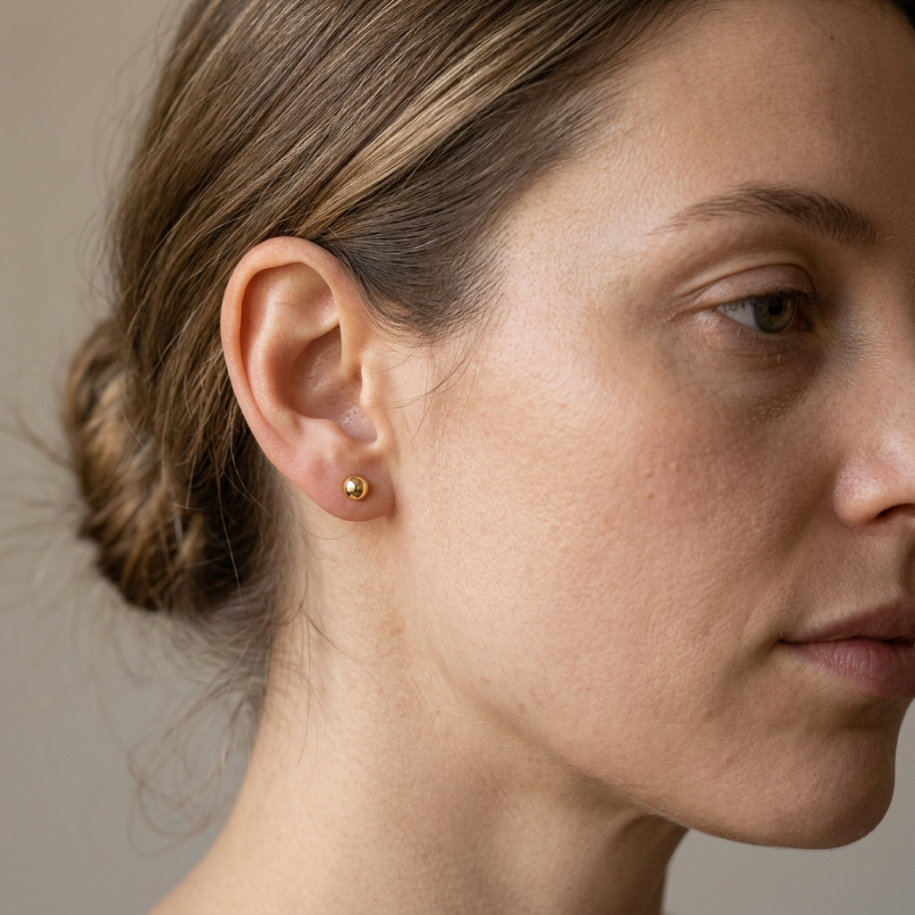 Aretes bolita de 5 mm en plata 925 bañada en oro de 18k