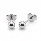 Aretes bolita de 3 mm en plata 925 con broche tipo mariposa