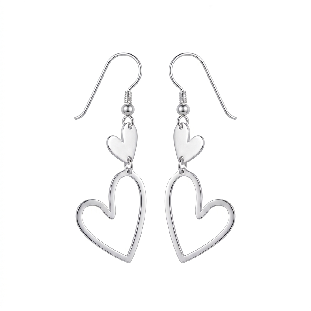 Aretes colgantes doble corazón Amour en plata 925