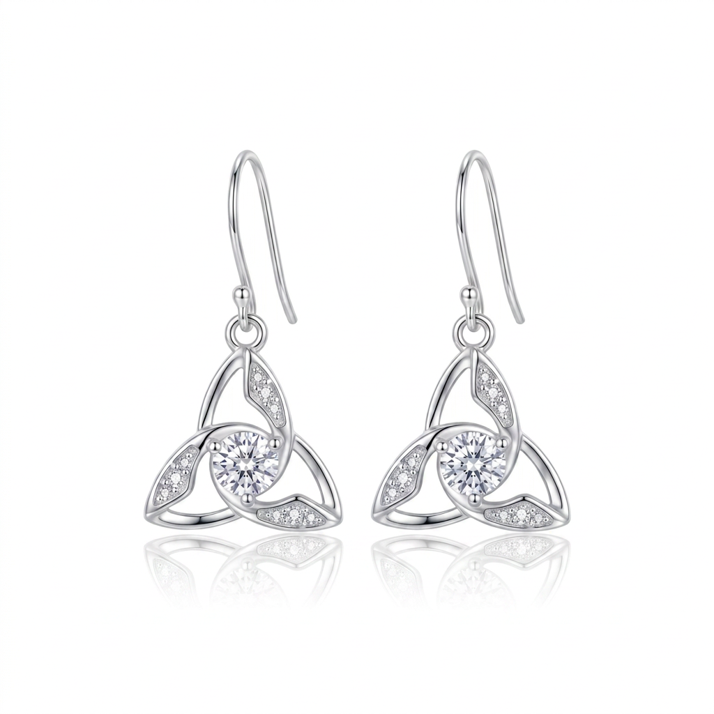 Aretes colgantes Trébol Lumière en plata 925 con zircones blancos