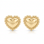Aretes corazón perlado de plata 925 con baño de oro 18K con acabado brillante