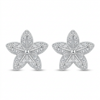 Aretes flor brillante de plata 925