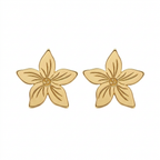 Aretes flor dorados de plata 925 bañada en oro 18K con diseño de cinco pétalos