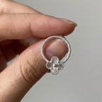 Arete flor halo de plata 925 de tamaño pequeño