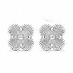 Aretes Flor Isadora de plata 925 con diseño floral y textura radial
