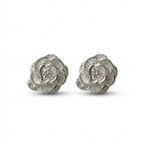 Aretes flor mini de plata 925 con diseño floral en relieve