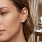 Aretes de plata 925 con diseño floral y broche tipo mariposa