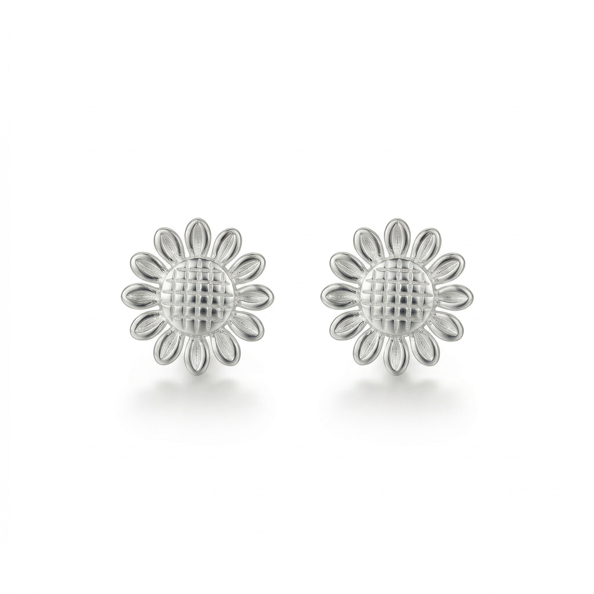 Aretes girasol mini de plata 925 de 1 cm