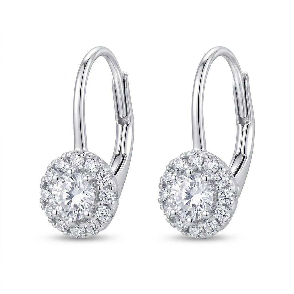 Aretes Halo Lumière de plata 925 de 13mm con zircon central de 6mm
