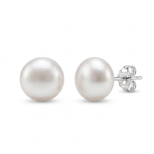 Aretes Perla Élia 10mm en plata 925 con broche tipo mariposa