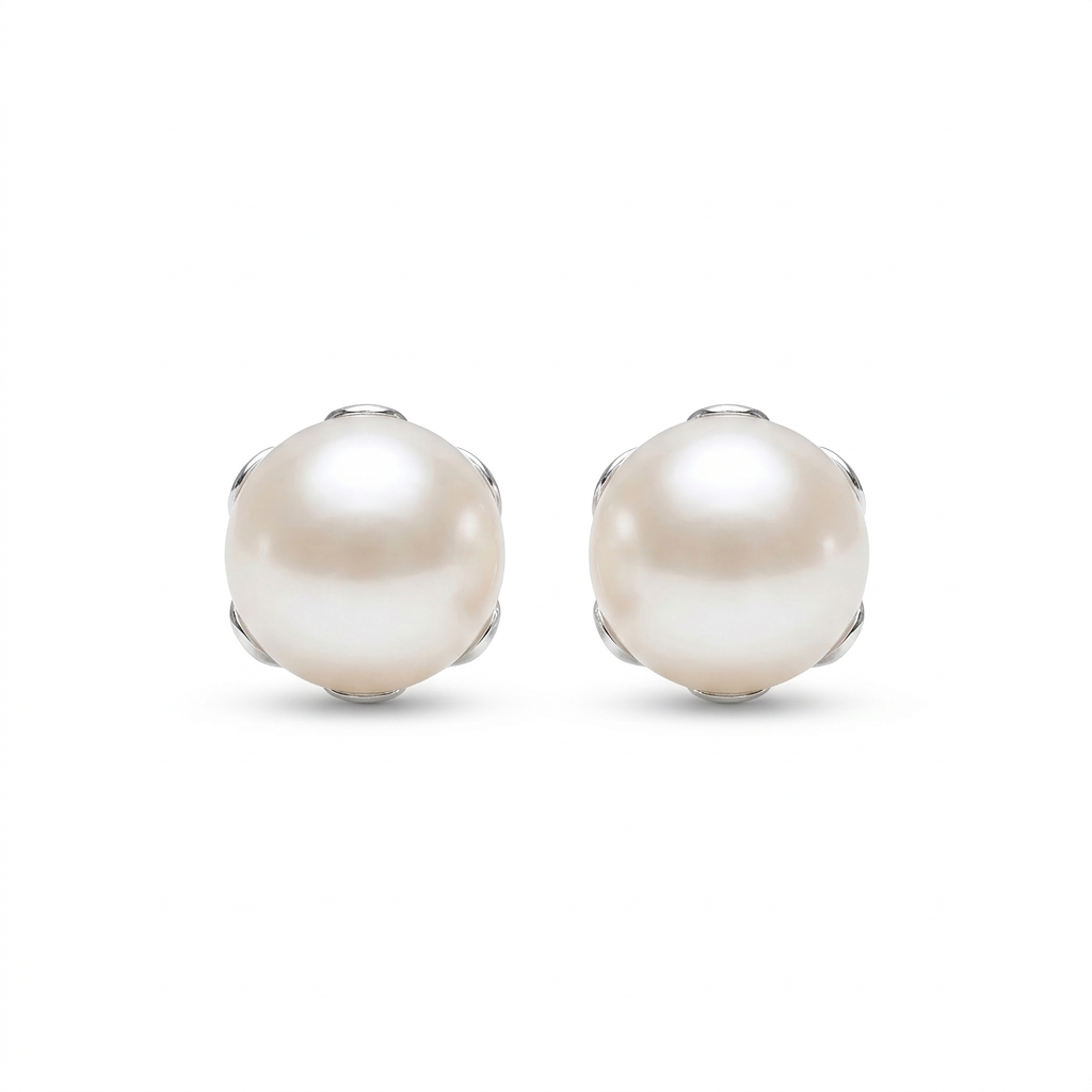 Aretes Perla Élia de plata 950 con perla de río de 7 mm