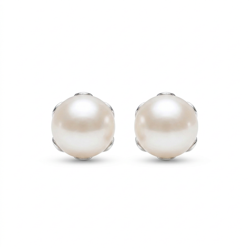 Aretes Perla Élia de plata 950 con perla de río de 7 mm