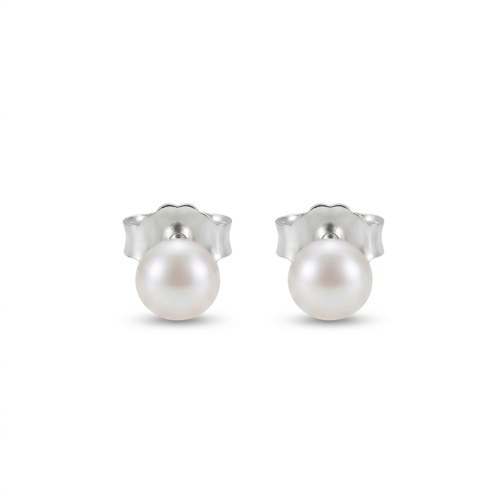 Aretes de perla de río de 3 mm en plata 925 con broche mariposa