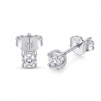 Aretes punto de luz de plata 925 con zircon transparente de 3mm