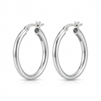 Aretes Siena Plateados de 25 mm en Plata 925 tipo argolla | Emmas