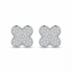 Aretes trébol brillante de plata 925 con diseño delicado y broche mariposa